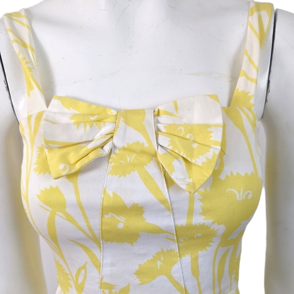 Marc Jacobs Bow Sundress Womens 2 Yellow White Sleeveless Tank Cotton - Picture 2 of 10